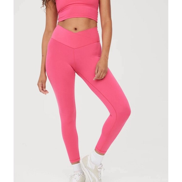 Aerie offline high rise Cross Over Legging Size Small Pink - Picture 1 of 9
